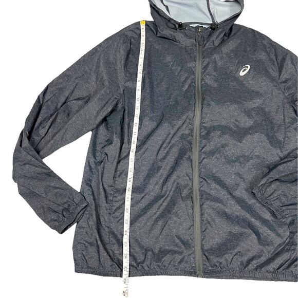 Asics Running Jacket Grey Long‎ Sleeve Full Zip Hooded Activewear Lightweight - Picture 5 of 10